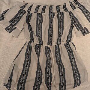 Women's Swim Cover-Up - Blush Brand Blue & White Stripe Size Large